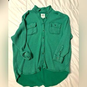 Aerie boyfriend style waffle button up, size small.